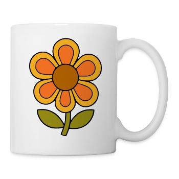 70er Jahre Blume Muster Retro flowerpower - Tasse - Weiß - Rechts