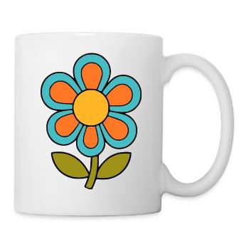70s flower pattern retro flowerpower - Mug - white - Right