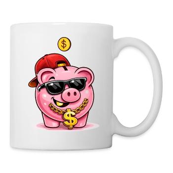 Cooles Sparschwein mit Dollar-Kette - Tasse - Weiß - Rechts