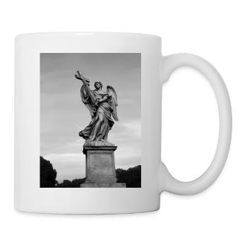 Engelstatue mit Kreuz in Grau - Tasse - Weiß - Rechts