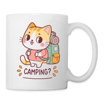 Kawaii Camper-Katze und Rucksack - Tasse - Weiß - Rechts