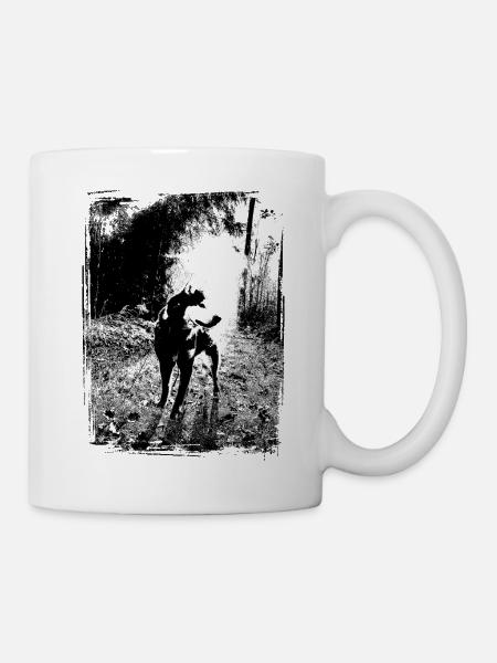 Nachtwald Hundemotiv - Tasse - Weiß
