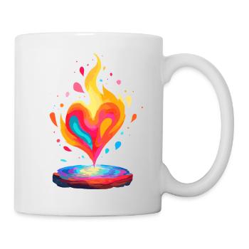 Lebendiges Flammenherz Kunstdruck - Tasse - Weiß - Rechts