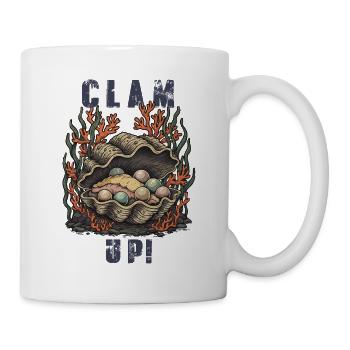 Vintage-Clam Up-Shell-Humor - Tasse - Weiß - Rechts