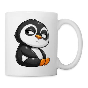 Lustiger Pinguin Cartoon skeptisch beleidigt - Tasse - Weiß - Rechts