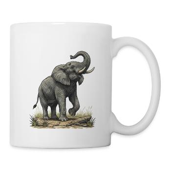 Éléphant Majestueux Safari Vintage - Mug blanc - blanc - Droite