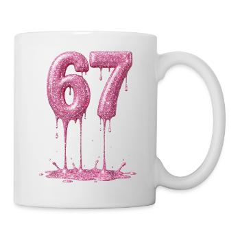 67 Pink Glitzer tropft - Tasse - Weiß - Rechts