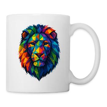 Farbenfroher Wildlöwe – Kunstfarben springen hervor - Tasse - Weiß - Rechts