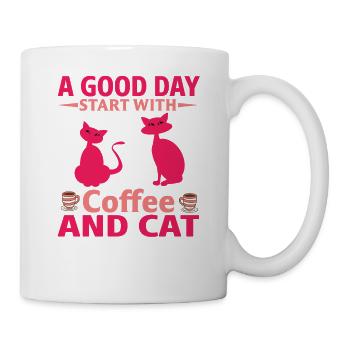 Bonjour, commencez le café, chats - Mug blanc - blanc - Droite