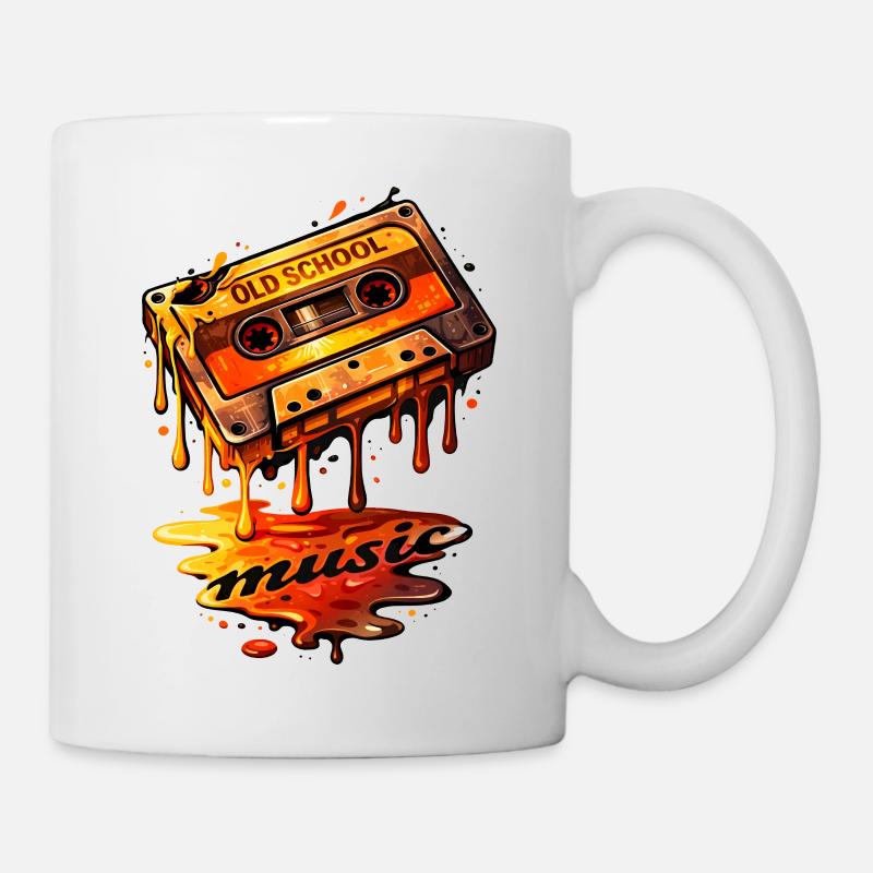 Schmelzende Oldschool Kassette Illustration  - Tasse - Weiß