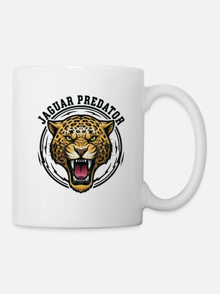 Jaguar-Raubtier-Katzen-Wildkraft - Tasse - Weiß