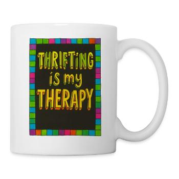 Thérapie d’occasion : bordure de couleur néon - Mug blanc - blanc - Droite