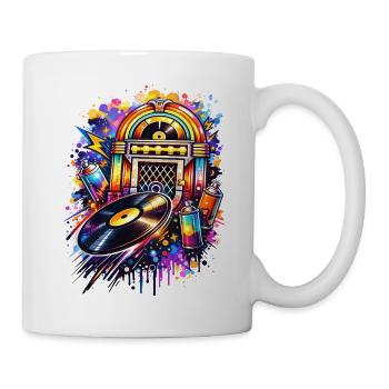 Juke-box coloré dans un style graffiti avec disque vinyle - Mug blanc - blanc - Droite