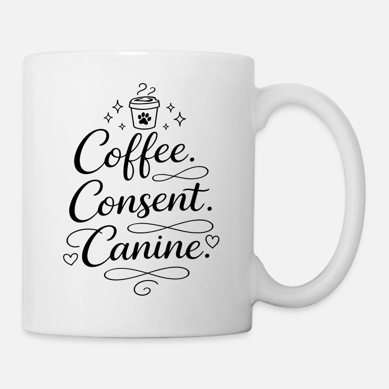 café, consentement, canine - Mug blanc - blanc