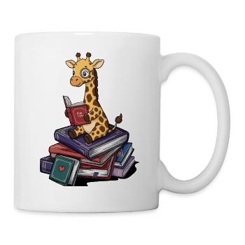 Bookworm Giraffe Animal Reading Books Art - Mug - white - Right