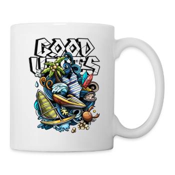 Bonne ambiance surf sur la plage - Mug blanc - blanc - Droite