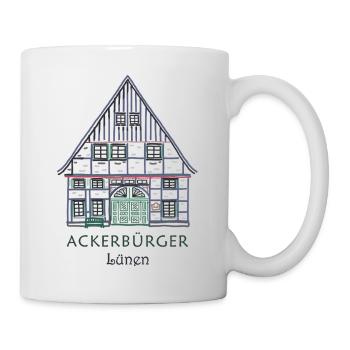 Lünen, district d’Unna, dessin de l’Ackerbürgerhaus - Mug blanc - blanc - Droite
