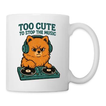 T-shirt DJ Pomeranian Rétro | Trop mignon pour arrêter la musique - Mug blanc - blanc - Droite