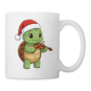 Christmas Turtle Animal Playing Violin Art - Mug - white - Right