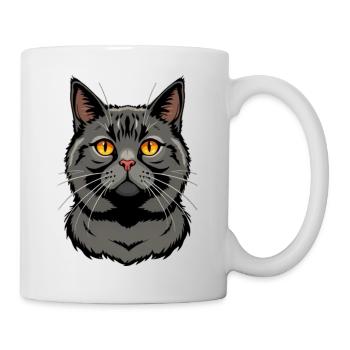 schwarze Katze britisch Kurzhaar - Tasse - Weiß - Rechts