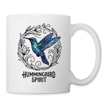 Geometrischer Kolibri im Farbspiel Kunst Fashion - Tasse - Weiß - Rechts