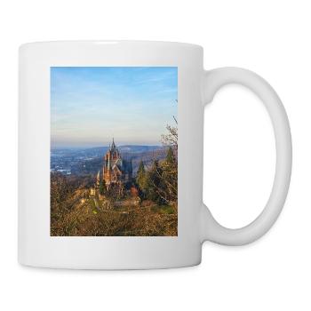 Schloss Drachenburg am Hang im Abendlicht  - Tasse - Weiß - Rechts
