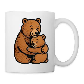 Braunbären Umarmung Kuschelzeichnung - Tasse - Weiß - Rechts