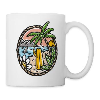 Vintage Palm Beach Abzeichen - Tasse - Weiß - Rechts