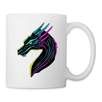 Neon Fury – Cyberpunk-Stil Drache - Tasse - Weiß - Rechts