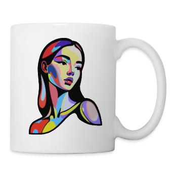 Colorful abstract portrait in pop art style - Mug - white - Right