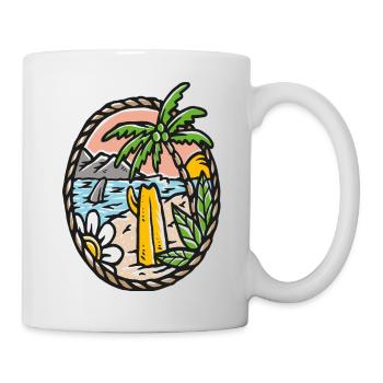 Cadre circulaire de Vagues de palmier de plage - Mug blanc - blanc - Droite