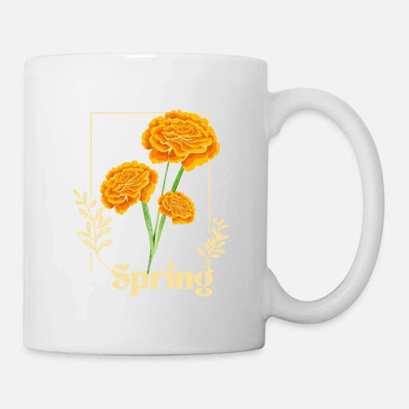 Spring Blumen Orange - Tasse - Weiß