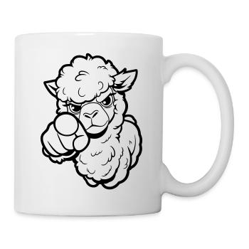 Alpaga coquin te pointe du doigt - Mug blanc - blanc - Droite
