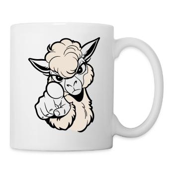 Alpaga espiègle pointant le spectateur - Mug blanc - blanc - Droite