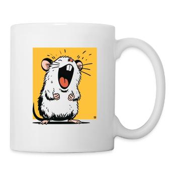 Lachende Ratte auf gelbem Hintergrund - Tasse - Weiß - Rechts