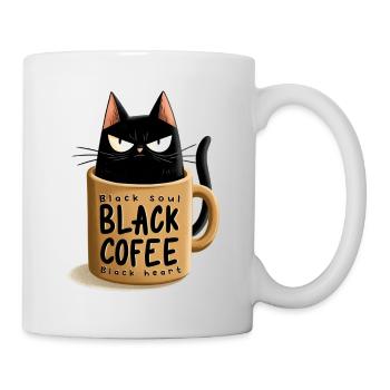 Schwarze Katze im Kaffeebecher - Tasse - Weiß - Rechts