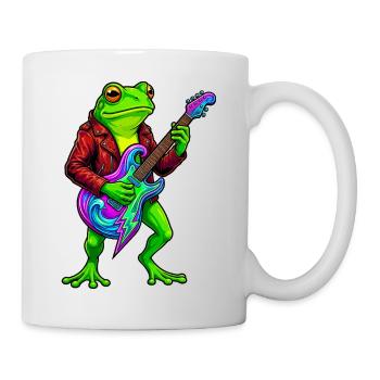 Frog with jacket and neon electric guitar - Mug - white - Right