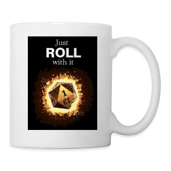 Just Roll With It Retro D20 Gold Dice - Mug - white - Right
