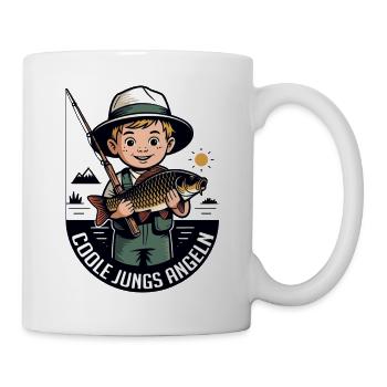 Coole Jungs Angeln Cartoon Motiv - Tasse - Weiß - Rechts