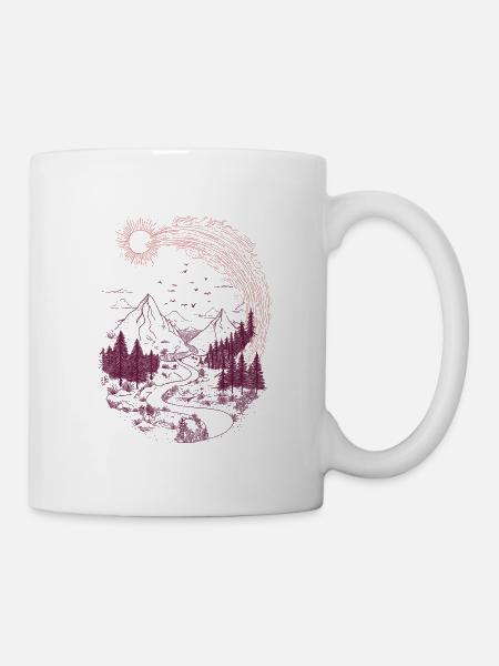 Bergpfad Sonnenring - Tasse - Weiß