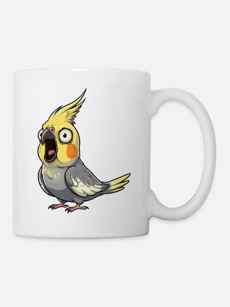Gelber Cockatiel Aufruhr - Tasse - Weiß