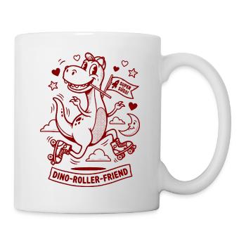 Dino-Roller-Friend Skater-Dino Motiv - Tasse - Weiß - Rechts