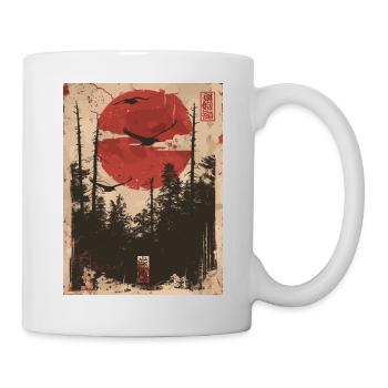 Roter Sonnenwald Ukiyo-e Waldlandschaft - Tasse - Weiß - Rechts
