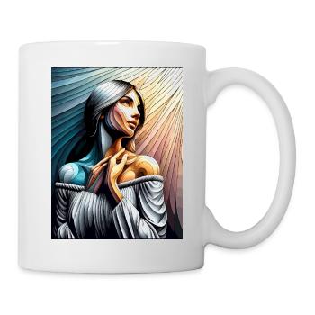 Woman stripes portrait - Mug - white - Right