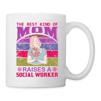 La meilleure maman lève un chandail d’assistante sociale - Mug blanc - blanc - Droite