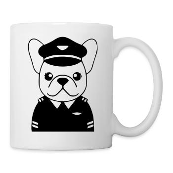 Frenchie Pilot Uniform Schwarz - Tasse - Weiß - Rechts