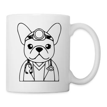 Frenchie Doctor Stethoscope Outline - Mug - white - Right