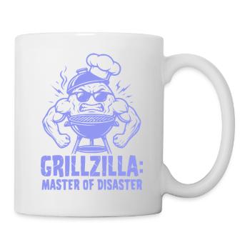 BBQ Grillmeister GRILLZILLA, funny BBQ Shirt - Mug - white - Right
