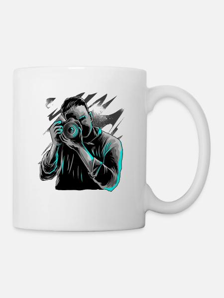 Photographe avec motif caméraman - Mug blanc - blanc