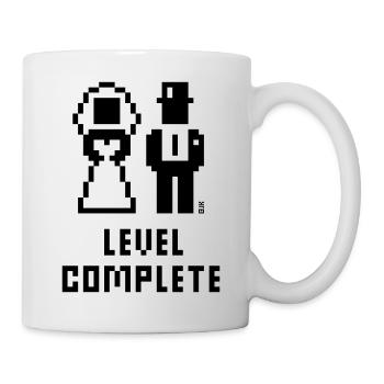 Niveau complété (Mariage / Enterrement de vie de garçon / Pixel / Grass / B) - Mug blanc - blanc - Droite